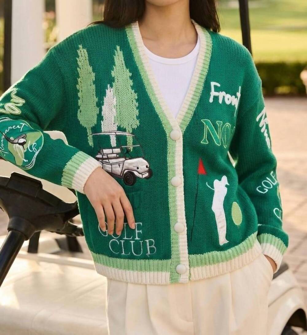 NEW NO! JEANS gone golfing cardigan in green